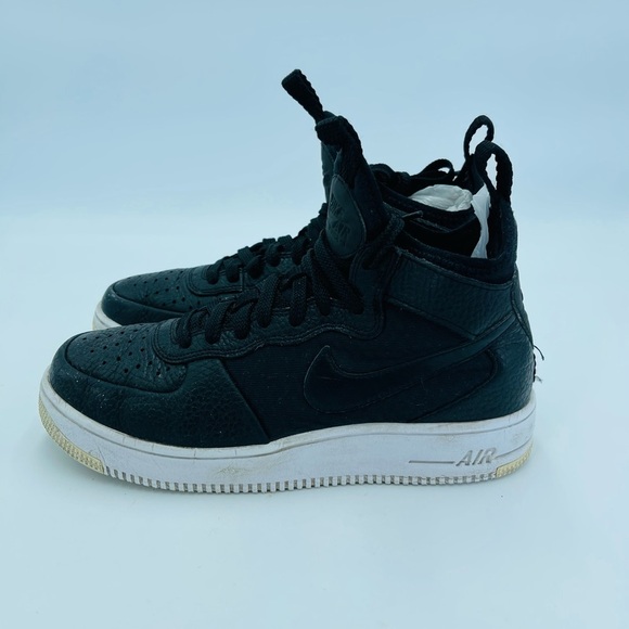 Nike Air Force 1 Leather Black Sneakers High stop 6 - Picture 11 of 11